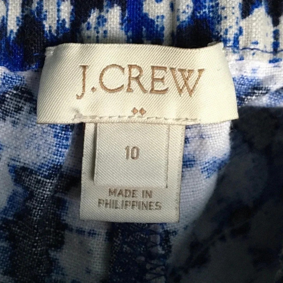 J. Crew Factory Blue Boho Printed Linen Blend Shorts Women’s Size 10 - Picture 4 of 6